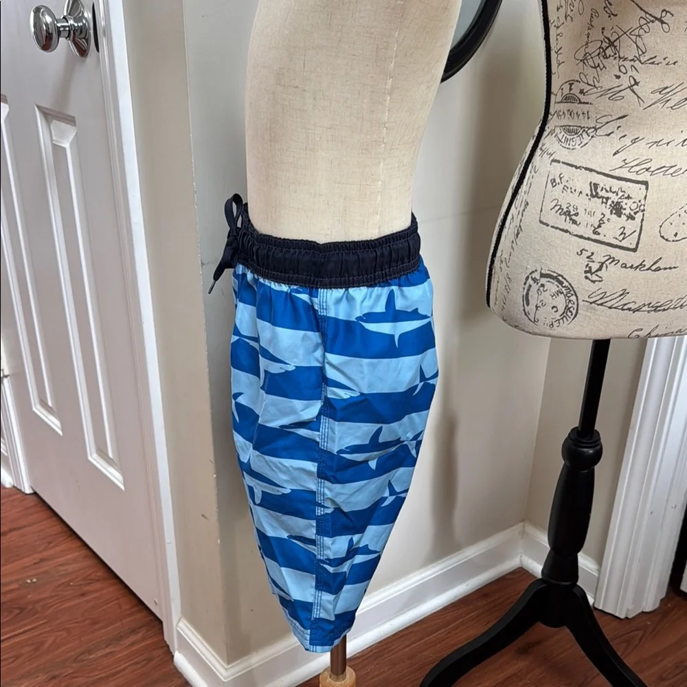 🦈 Gymboree Blue Shark Pattern Swim Trunks 🩳 Pool Ocean Vacation Cruise Resort